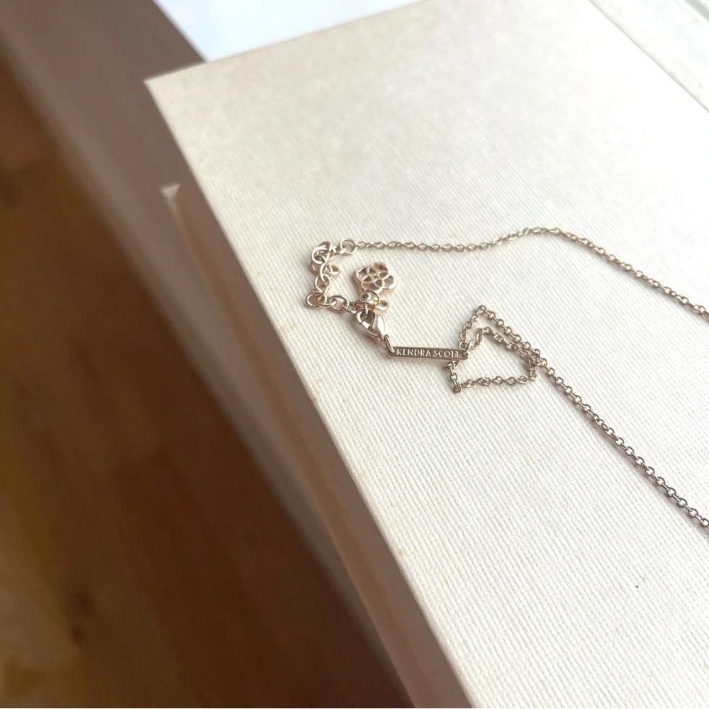 Kendra Scott Elisa Rose Gold Pendant Iridescent Drusy Necklace & Tessa Earrings